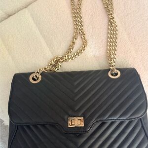 Steve Madden Black Chevron Quilted Shoulder Bag